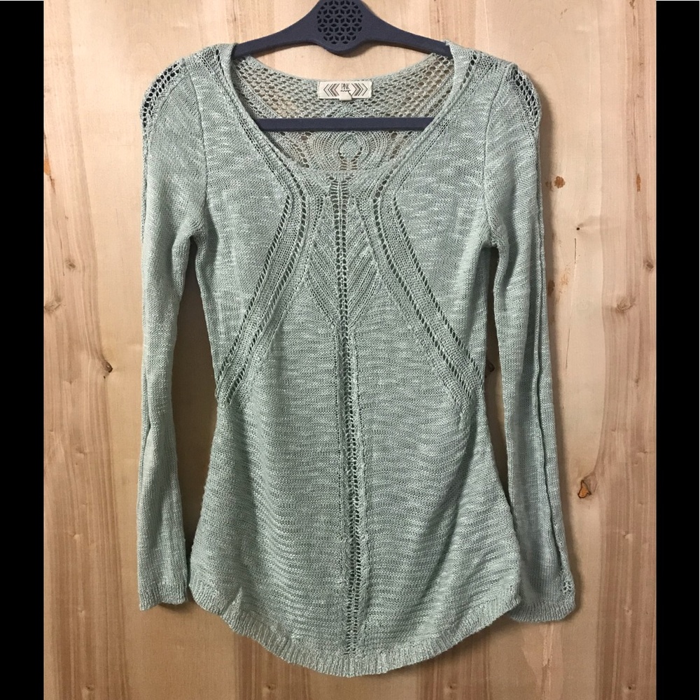 Mint Colored Long Sleeve Knit Top by Pink Rose